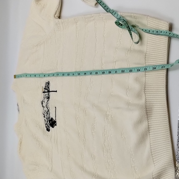 Cypress links golf sweater men's size medium cream golf logo 100% cotton - Picture 7 of 7